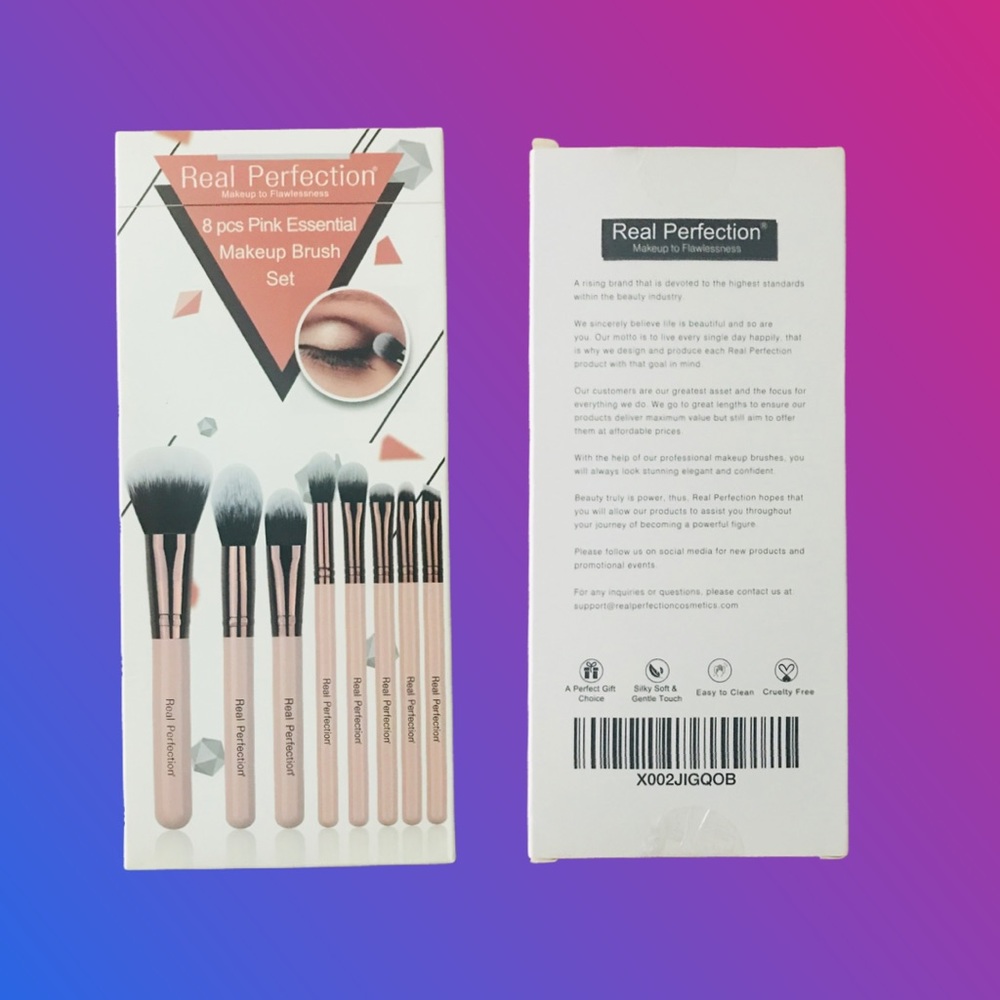 Real Perfection 8 Pcs Punk Essencial Makeup Brush Set